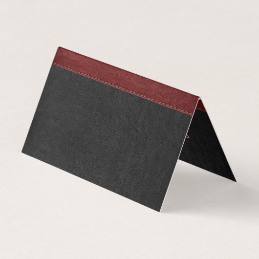 ダークグレー&レッドステッチフェイクレザービジネスカー 名刺 (裏面)