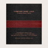 ダークグレー&レッドステッチフェイクレザービジネスカー 名刺 (内部フラット)