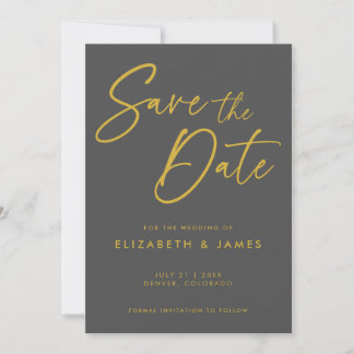 ダークグレー 結婚式 Save The Date 招待状