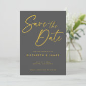 ダークグレー 結婚式 Save The Date 招待状 (スタンド正面)
