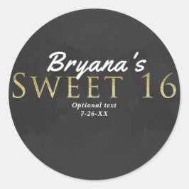 ダークグレー&金ゴールドスウィート16バースデーパーティーのお願い ラウンドシール