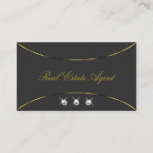 ダークグレー、金ゴールドデコールとダイヤモンドの贅沢 名刺 (正面)