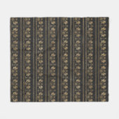 ダークグレー&金ゴールドボヘミアンユニコーンパターン フリースブランケット (正面(横))