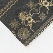 ダークグレー&金ゴールドボヘミアンユニコーンパターン フリースブランケット (角)