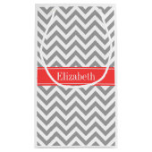 ダークグレーLgシェブロンコーラルレッドネームモノグラム スモールペーパーバッグ (裏面)