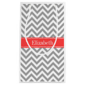 ダークグレーLgシェブロンコーラルレッドネームモノグラム スモールペーパーバッグ (正面)