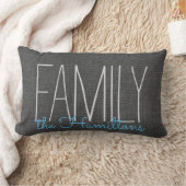 ダークグレ素朴ーとブルーのシックなファミリーモノグラム ランバークッション (ブランケット)