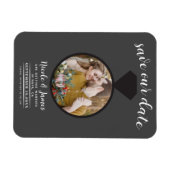 ダークグ結婚レイのリングや輪写真の保存日 マグネット (横)