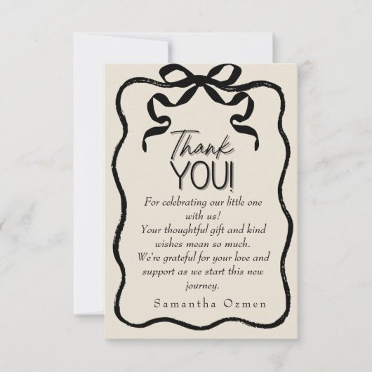 ダークコケット黒弓ありがとうベビーシャワーカード (正面)