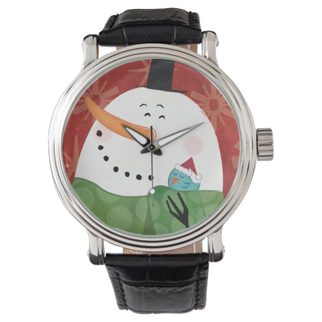 ダークココアの青いクリスマスマグ 腕時計 (正面)