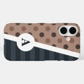 ダークココア水玉模様及びストライプパターン Case-Mate iPhoneケース (裏面 (横))