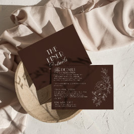 ダークココア フローラル ボヘミアン チックな結婚式の詳細 エンクロージャーカード