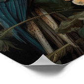 ダークコテージコアフクロウとフラワーアートプリントポスター ポスター (角)