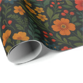 ダークコテージ素朴ーワイルドフラワーボホサマー ラッピングペーパー (ロールコーナー)