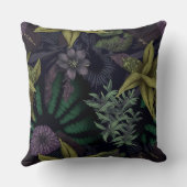 ダークコンテンポラリーフローラボタニカルパープル&グリーン クッション (裏面)