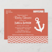 ダークコーラルシェブロン;いかり インビテーションポストカード (正面/裏面)