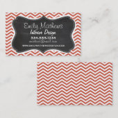 ダークコーラルシェブロン；ヴィンテージシャルボード 名刺 (正面/裏面)