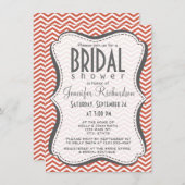 ダークコーラルシェブロン 招待状 (正面/裏面)