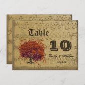 ダークコーラルハートリーフツリーテーブル番号 ポストカード (正面/裏面)