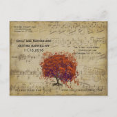 ダークコーラルハートリーフツリー日付を保存 案内ポストカード (裏面)