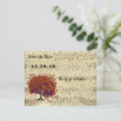 ダークコーラルハートリーフツリー日付を保存 案内ポストカード (スタンド正面)