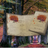 ダークコーラルハートリーフツリー結婚式 プログラム