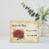 ダークコーラルハートリーフツリー　セーブ・ザ・デート 案内ポストカード (スタンド正面)