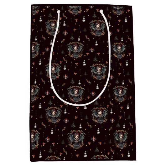 ダークゴシックのクリスマスエンジェル ミディアムペーパーバッグ (正面)