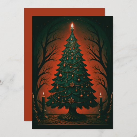 ダークゴシックのクリスマスツリー シーズンカード (正面/裏面)