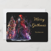 ダークゴシックのサンタとトナカイのクリスマス シーズンカード (正面)