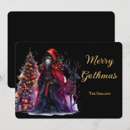 ダークゴシックのサンタとトナカイのクリスマス シーズンカード