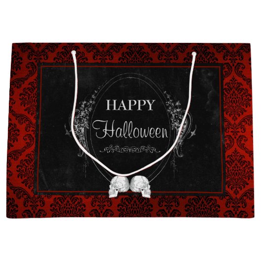 ダークゴシックのハロウィーンスカル ラージペーパーバッグ (正面)