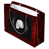 ダークゴシックのハロウィーンスカル ラージペーパーバッグ (裏面アングル)