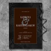 ダークゴシックのブラックフローラサテンダマスクブラウン 招待状