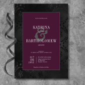 ダークゴシックのブラックフローラサテンダマスクワイン結婚ズ 招待状