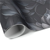 ダークゴシックのブラックフローララッピング紙 ラッピングペーパー (ロールコーナー)