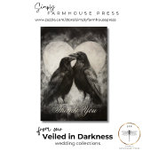 ダークゴシックのブラック&タンRavenスクリプ結婚ト サンキューカード