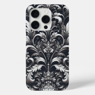 ダークゴシックの太字の装飾的な花柄 iPhone 15 PROケース