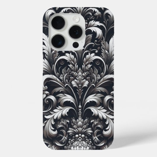 ダークゴシックの太字の装飾的な花柄 Case-Mate iPhoneケース (裏面)