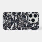 ダークゴシックの太字の装飾的な花柄 iPhoneケース (裏面横)
