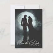 ダークゴシックの月明かりのカップルのシルエット結婚ズ セーブザデート (正面)