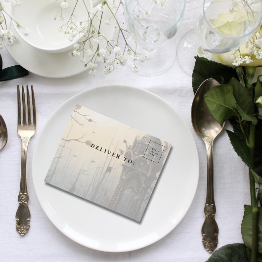 ダークゴシックの森のフローラ背景の写真 オールインワン招待状