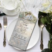 ダークゴシックの森のフローラ背景の写真 オールインワン招待状