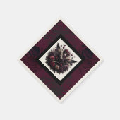 ダークゴシックの森フェアリーフローラバラブルゴーニュ スタンダードカクテルナプキン (角)