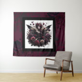 ダークゴシックの森フェアリーフローラバラブルゴーニュ タペストリー (インサイチュ(横))