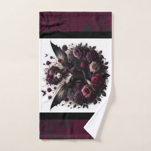 ダークゴシックの森フェアリーフローラバラブルゴーニュ バスタオルセット (ハンドタオル)