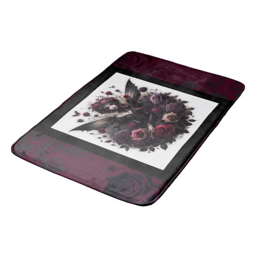 ダークゴシックの森フェアリーフローラバラブルゴーニュ バスマット (アングル)