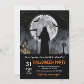 ダークゴシックの死神の完全な月のこうもりハロウィーン 招待状 (正面)