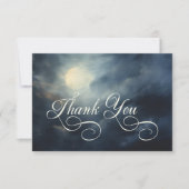 ダークゴシックの満月の夜空結婚の サンキューカード (正面)