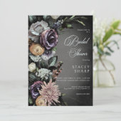 ダークゴシックの神秘的にミュートされたフローラぼやけシャワー 招待状 (スタンド正面)